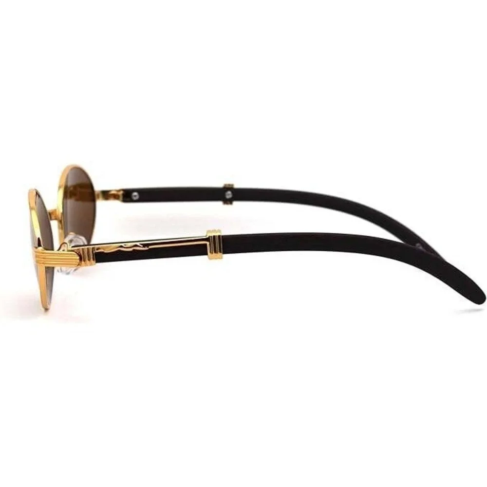 Retro Oval 90s Metal Sunglasses for Men 2025 Trendy Chic Narrow Gold Buffs Style